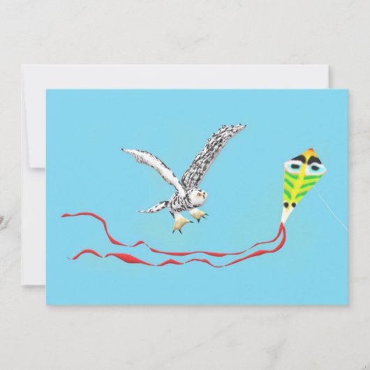 Snowyフクロウおよび凧 サンキューカード (正面)