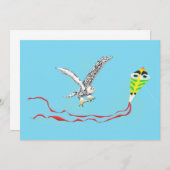 Snowyフクロウおよび凧 サンキューカード (正面/裏面)