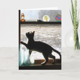 Snowy日の子ネコの挨拶状 シーズンカード