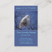 Snowy白のフクロウ、白い北極鳥、サファイアの空 名刺 (裏面)