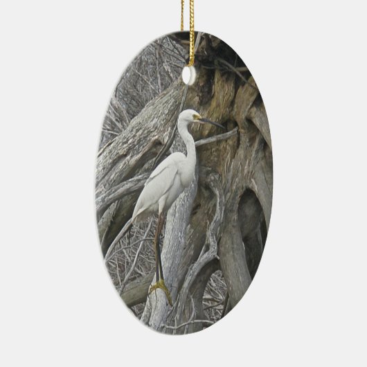 Snowy白鷺の季節の挨拶のオーナメント セラミックオーナメント (右)