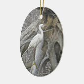 Snowy白鷺の季節の挨拶のオーナメント セラミックオーナメント (左)