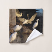 Snowy白鷺の鳥の野性生物の魚釣りのBathタオルセット バスタオルセット (ウォッシュタオル)