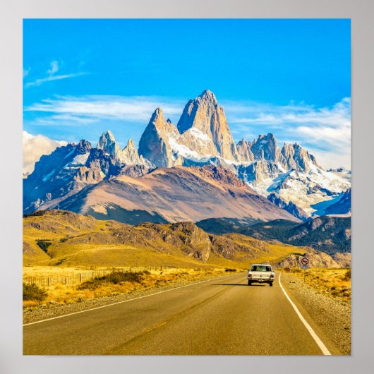 Snowy Andes Mountains, El Chalten，アルゼンチン ポスター (正面)