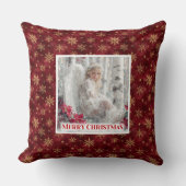 Snowy Angel Red Poinsettia Christmas Pillow Gift クッション (正面)