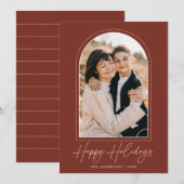 Snowy Arch Brownハッピーホリデーズフォト シーズンカード (正面/裏面)