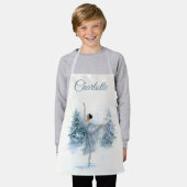 Snowy Ballerina Personalized Kids Apron エプロン (着用した状態)