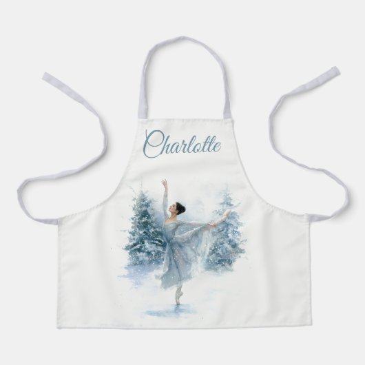 Snowy Ballerina Personalized Kids Apron エプロン (正面)