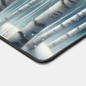 Snowy Birch Forest Desk Mat with Fox デスクマット (コーナー)