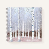 Snowy Birch Trees Christmas Dusty Blue ID1003 ノートブック (正面)