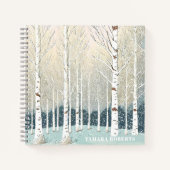 Snowy Birch Trees Christmas Teal ID1003 ノートブック (正面)