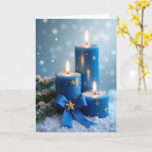 Snowy Blue Candlelight Card カード (黄色い花)
