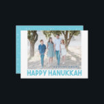 Snowy Blue Happy Hanukkahフォトカード シーズンカード<br><div class="desc">自分ポップ・アートのの写真に名前とプレストを追加する – 完了した。だから簡単!すぐに友達や家族を送るカスタムために自分の名刺を持つだろう！</div>