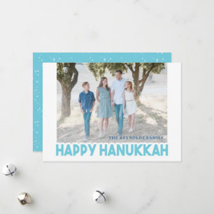 Snowy Blue Happy Hanukkahフォトカード シーズンカード