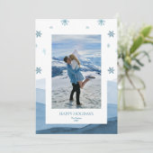 Snowy Blue Holiday Photo Card 招待状 (スタンド正面)