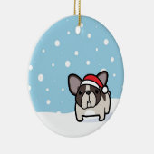 Snowy Brindle雑色のFrenchie セラミックオーナメント (右)