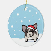 Snowy Brindle雑色のFrenchie セラミックオーナメント (左)
