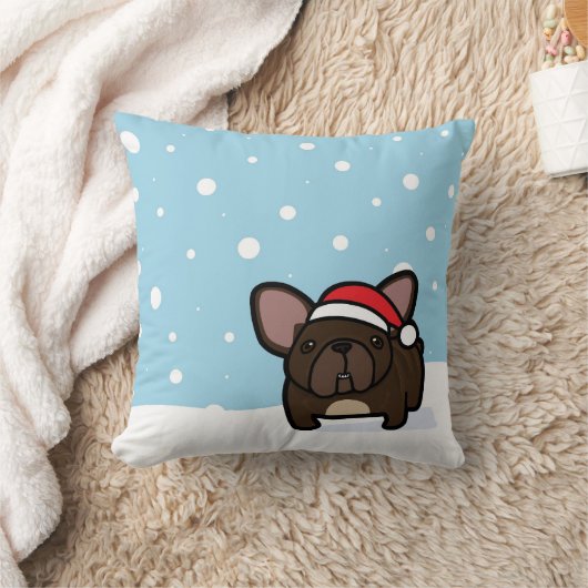 Snowy Brindle Frenchie クッション (ブランケット)