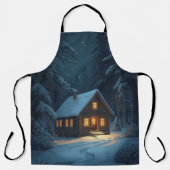 Snowy Cabin Night Apron  エプロン (正面)