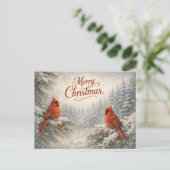 Snowy Cardinal Winter Merry Christmas シーズンポストカード (スタンド正面)