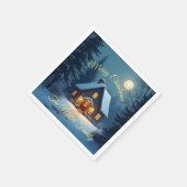 Snowy Christmas Cabin Paper Napkin – Customizable スタンダードカクテルナプキン (角)