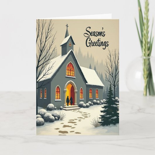 Snowy Christmas Church Card カード (正面)