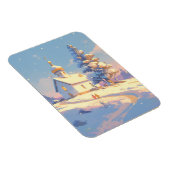 Snowy Christmas Church Scene マグネット (右側)