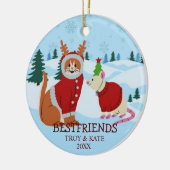 Snowy Christmas Friends – Cat and Rat Holiday  セラミックオーナメント (左)