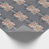 Snowy Christmas Houses Snowflakes Gray ラッピングペーパー (角)