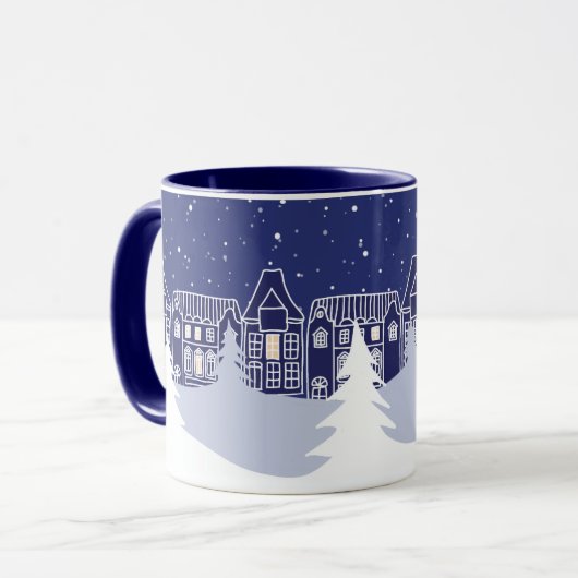 Snowy Christmas Night Mug マグカップ (正面左)