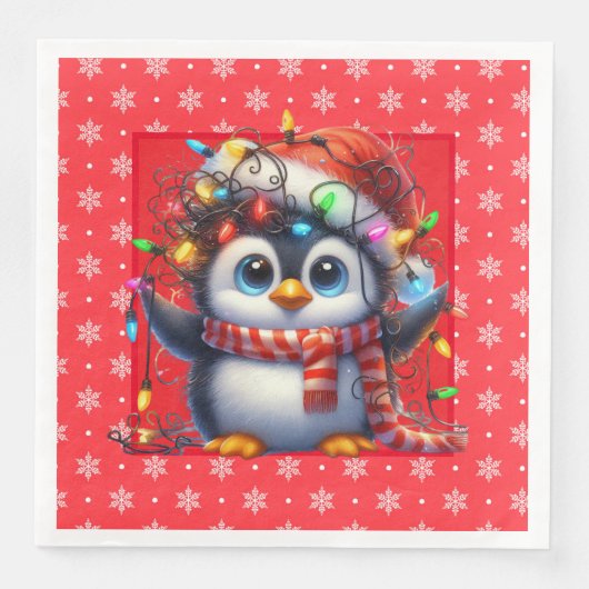 Snowy Christmas Penguin Paper Napkin (正面)