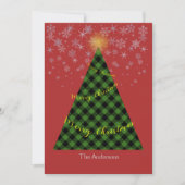 Snowy Christmas Plaids Tree Personalize シーズンカード (正面)