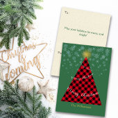 Snowy Christmas Plaids Tree Personalize シーズンカード