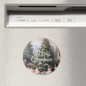 Snowy Christmas Tree Kids' Play Oil Painting マグネット (インサイチュ (食洗機))