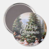 Snowy Christmas Tree Kids' Play Oil Painting マグネット (正面/裏面)