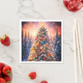 Snowy Christmas Tree Paper Napkins スタンダードカクテルナプキン (インサイチュ)