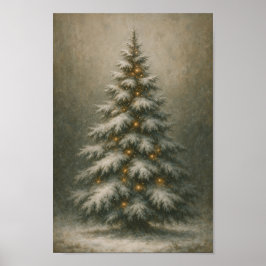 Snowy Christmas Tree  | Winter Home Decor Poster ポスター