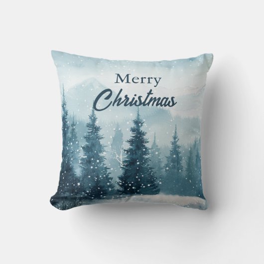 Snowy Christmas Trees  クッション (正面)