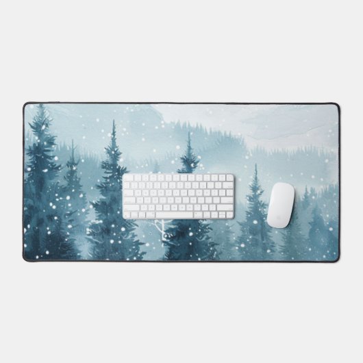 Snowy Christmas Trees  デスクマット (キーボード&マウス)
