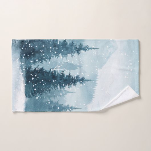 Snowy Christmas Trees  バスタオルセット (ハンドタオル)