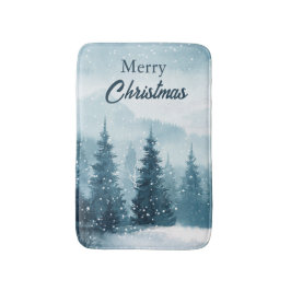 Snowy Christmas Trees  バスマット