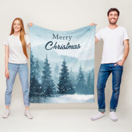 Snowy Christmas Trees  フリースブランケット
