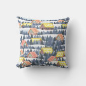 Snowy Christmas Village Pattern クッション (正面)