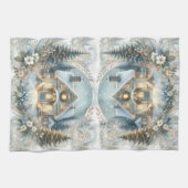 Snowy Cottage Glow Scene キッチンタオル (横)