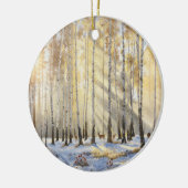 Snowy Deer Birch Ornament セラミックオーナメント (左)