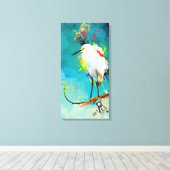 "Snowy Egret" 16" x 32" キャンバスプリント (インサイチュ (ウッドフロア))