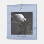 Snowy Egret Bird Photo Ornament  セラミックオーナメント (左)