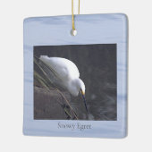 Snowy Egret Bird Photo Ornament セラミックオーナメント (左)
