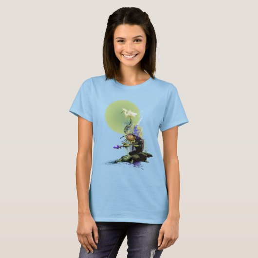 SNOWY EGRET KOI FISH POND SERENITY Tシャツ (正面フル)