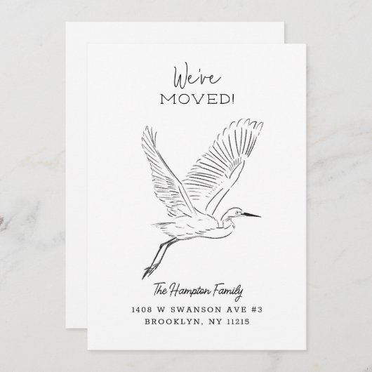 Snowy Egret Minimalist Moving 案内状 (正面/裏面)